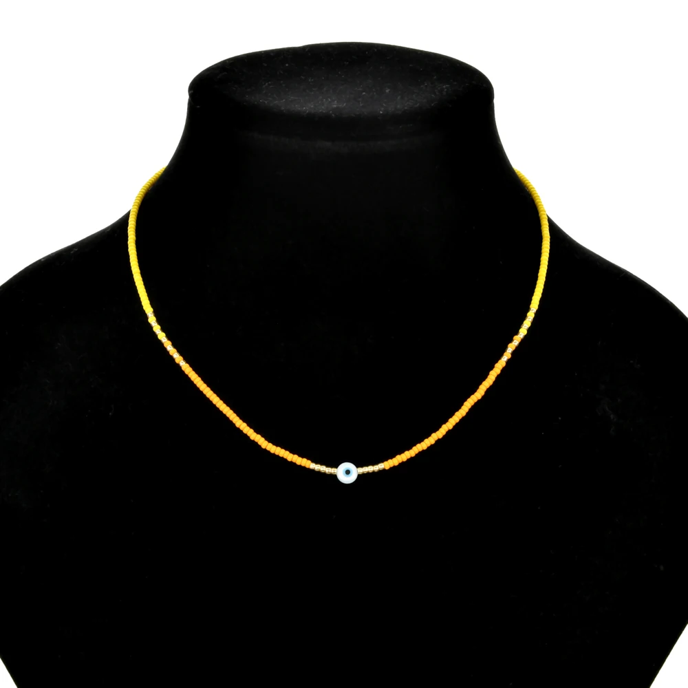ZMZY Boho Thin Fashion Necklace Colorful Miyuki Beads Necklace Cute Evil Eye Charm Necklaces For Women Jewelery Collier - Image 3