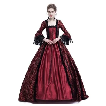 

Medieval Court Retro Dress Lace Panel Large Trumpet Sleeve Dresses