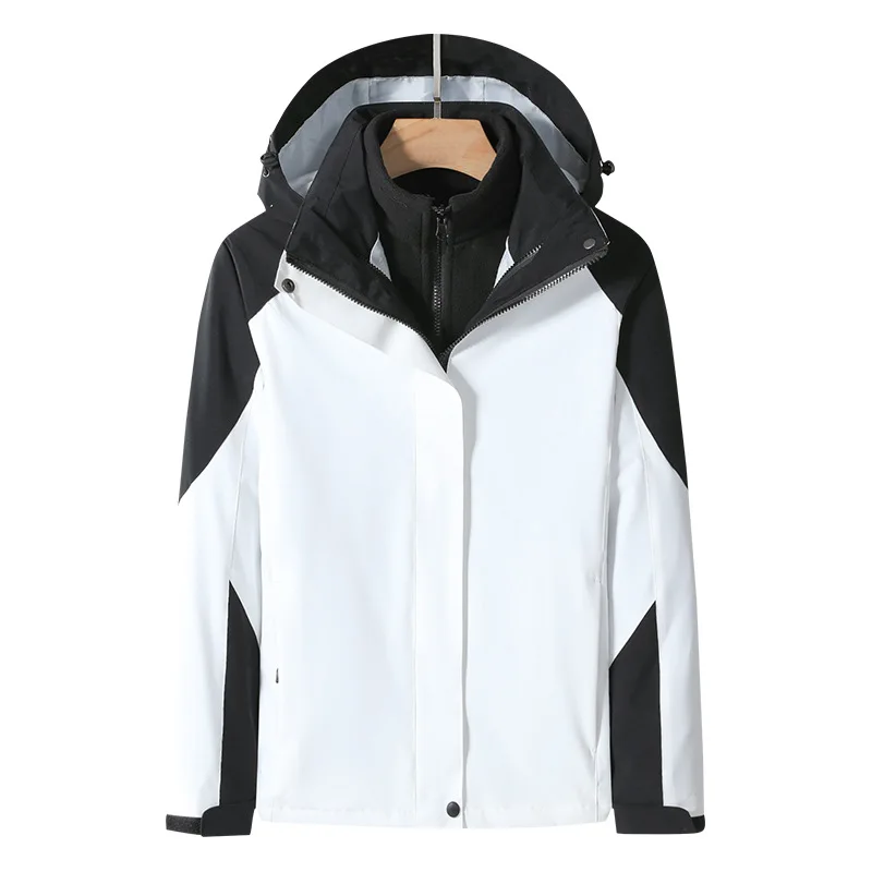 Men's Women Waterproof Windproof Hooded Jacket 3 In 1 Soft Shell Fleece Warm Windbreaker Coat Outdoor Camping Clothes Sportswear
