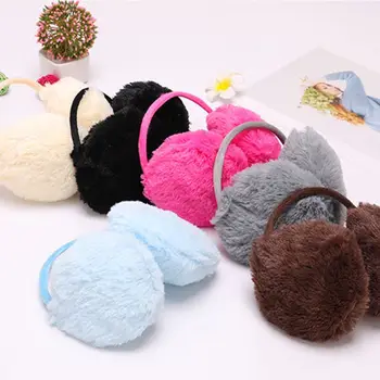 

Women Girls Winter Plush Earmuffs Sweet Solid Candy Color Earflap Elastic Stretchy Thin Headband Ear Cover Warmer Random Color