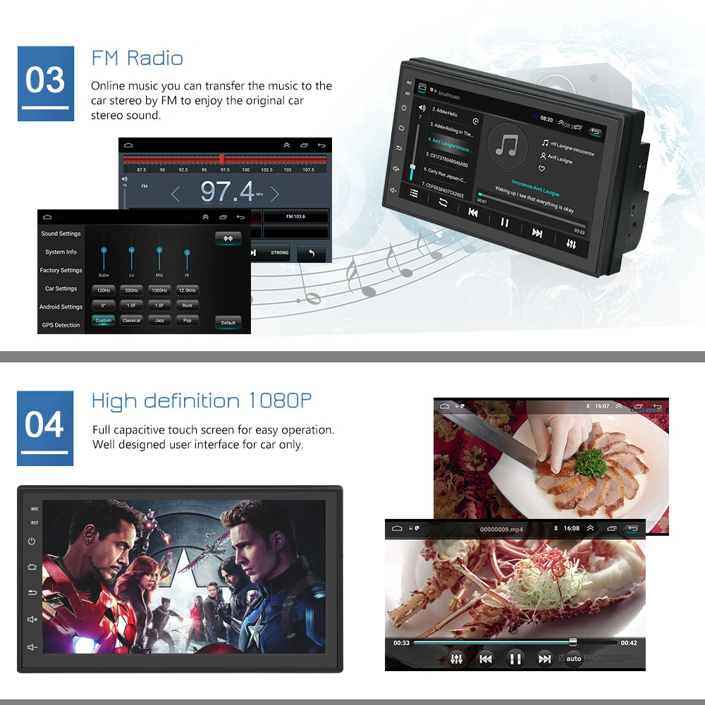Podofo Android 2din автомобильное радио " мультимедийный плеер авторадио сенсорный экран gps wifi Bluetooth автомобильное аудио Радио Стерео Зеркало Ссылка