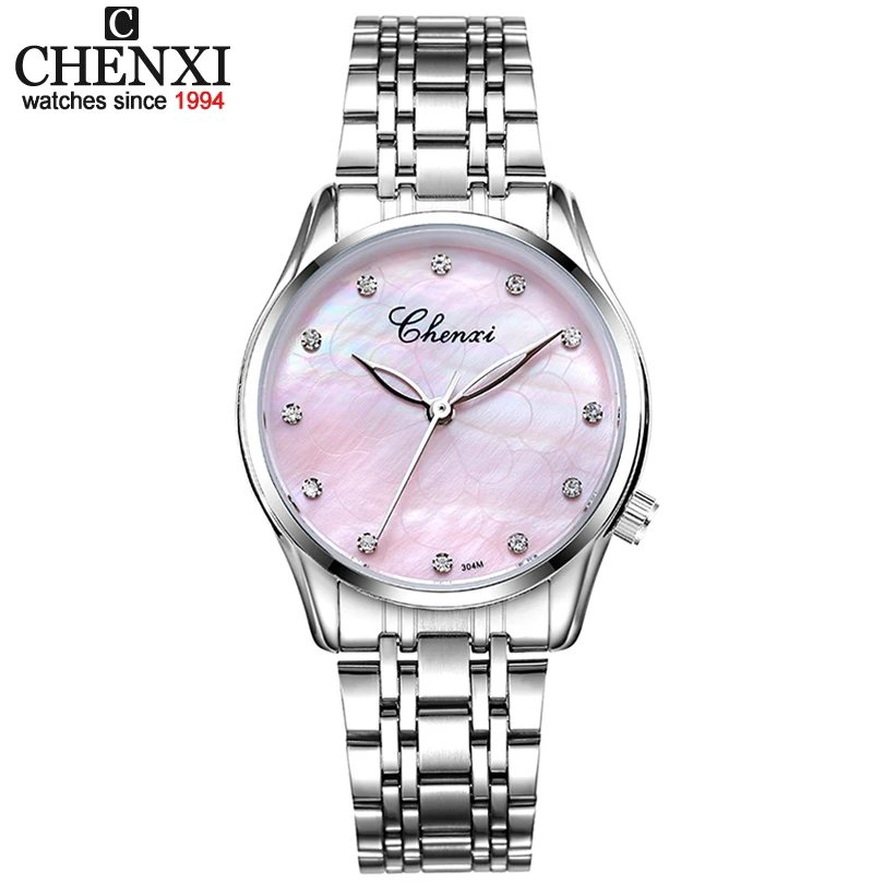 Женские наручные часы CHENXI модные из нержавеющей стали кварцевые Relogio Feminino dames