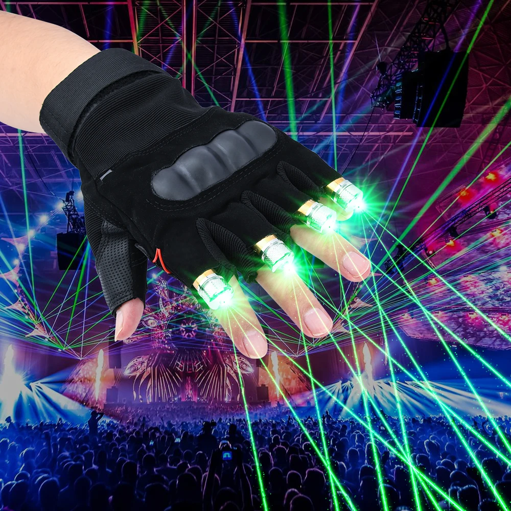 New Red Green Purple Rechargeable Laser Gloves 4 pcs Lasers Novelty LED Palm Light Dancing Stage Show Light For DJ Club/Party