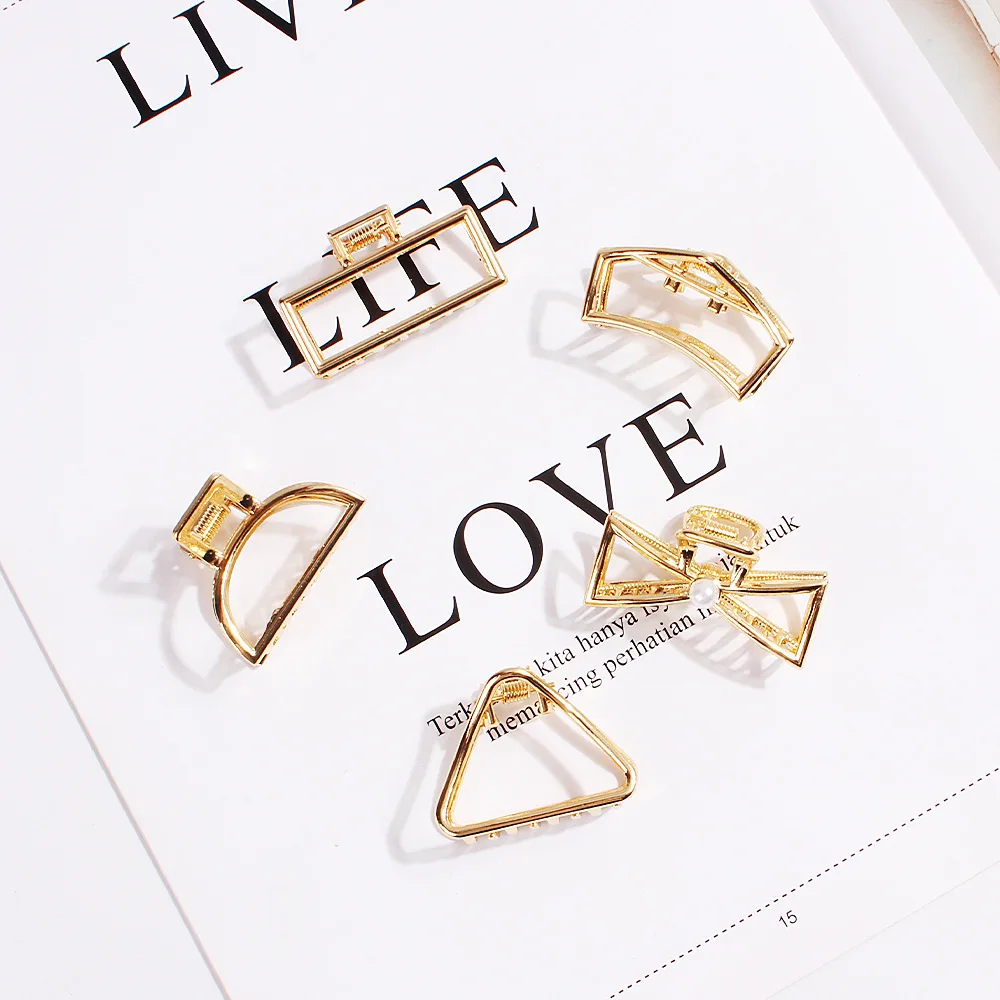 9 Styles Geometric Hair Claw For Women Girls Clamps Hair Crab Metal Gold Hair Clip Claw Accessories Hairpins Ornament