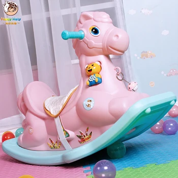 

Cute Plastic Animals Rocking Horse Musical Rocking Pony Ride On Cars Rollers Educational toys Gift for Children Baby Infant Kids