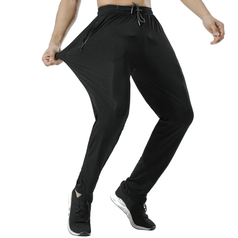 

High quality Mesh hole Fitness Sports Pants Men Elastic Breathable Sweat Pants Running Training Pants Gym fitness training pants