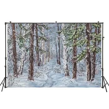 

Snow Pine Forest Photography Backdrop Painting Winter Background Photobooth Photocall Photo Studio Props W-4281