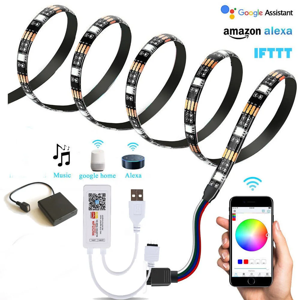 ТВ HD задняя светильник 4 0 Bluetooth USB/4AA Батарея Мощность прокладки СИД SMD5050 гибкий