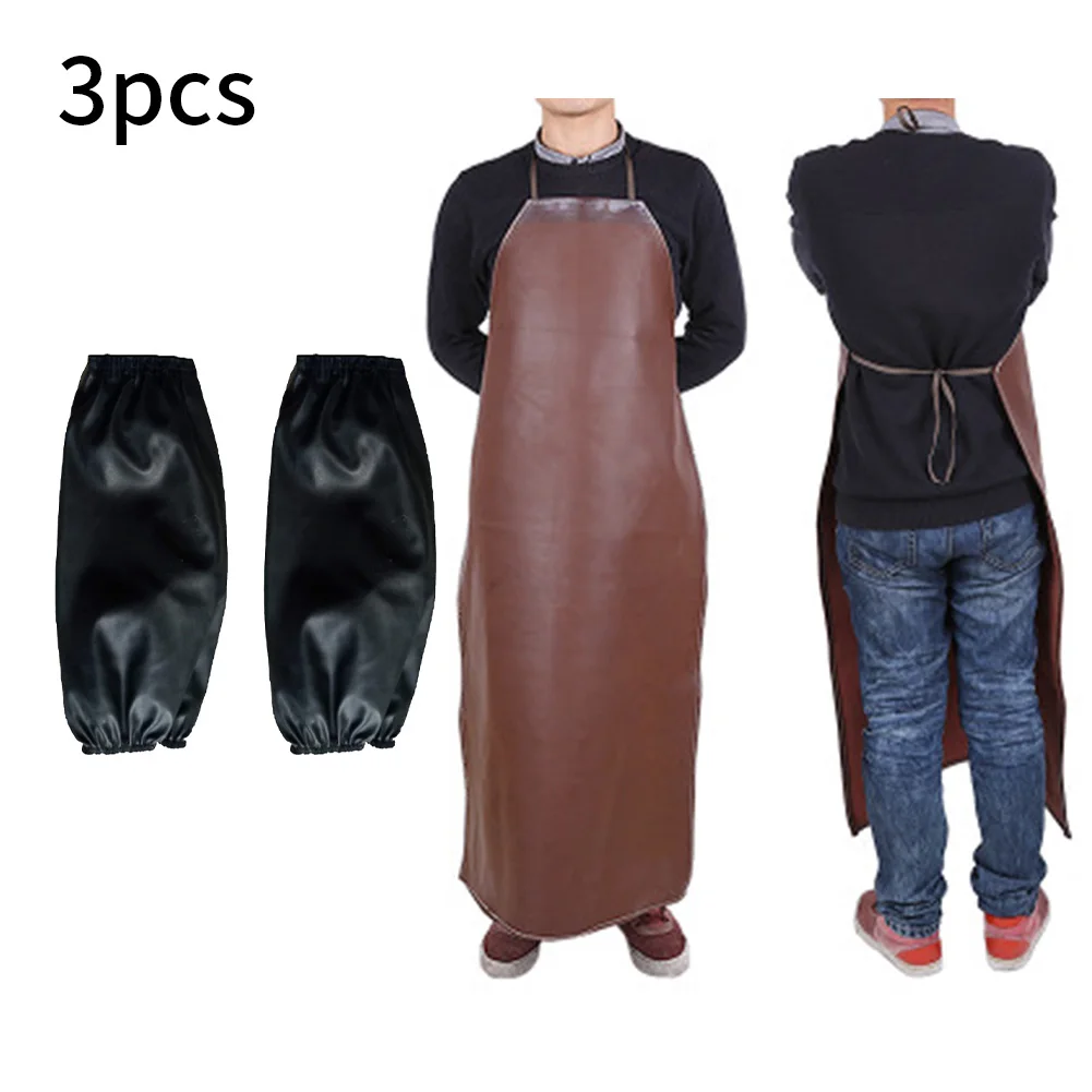 

Leather Welding apron Equipment +1 pair sleeves Waterproof Comfortably
