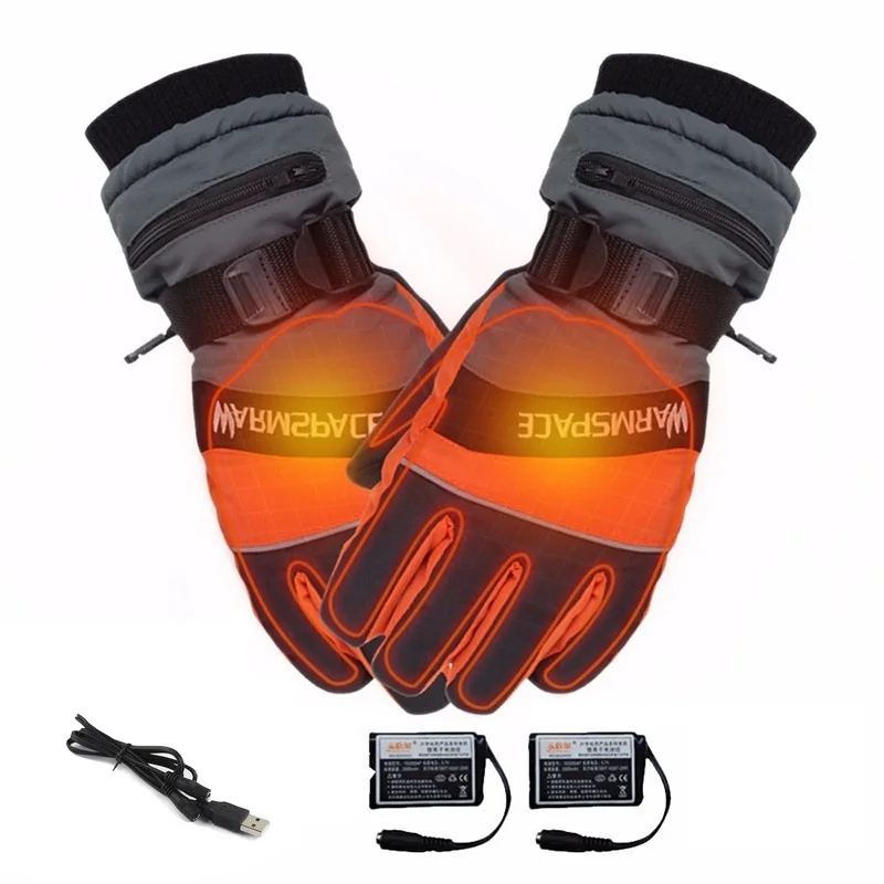 Зимние USB грелки для рук, электрические тепловые перчатки, мотоциклетные перчатки, водонепроницаемые перчатки с подогревом, мотоциклетные перчатки для катания на лыжах, перчатки с сенсорным экраном