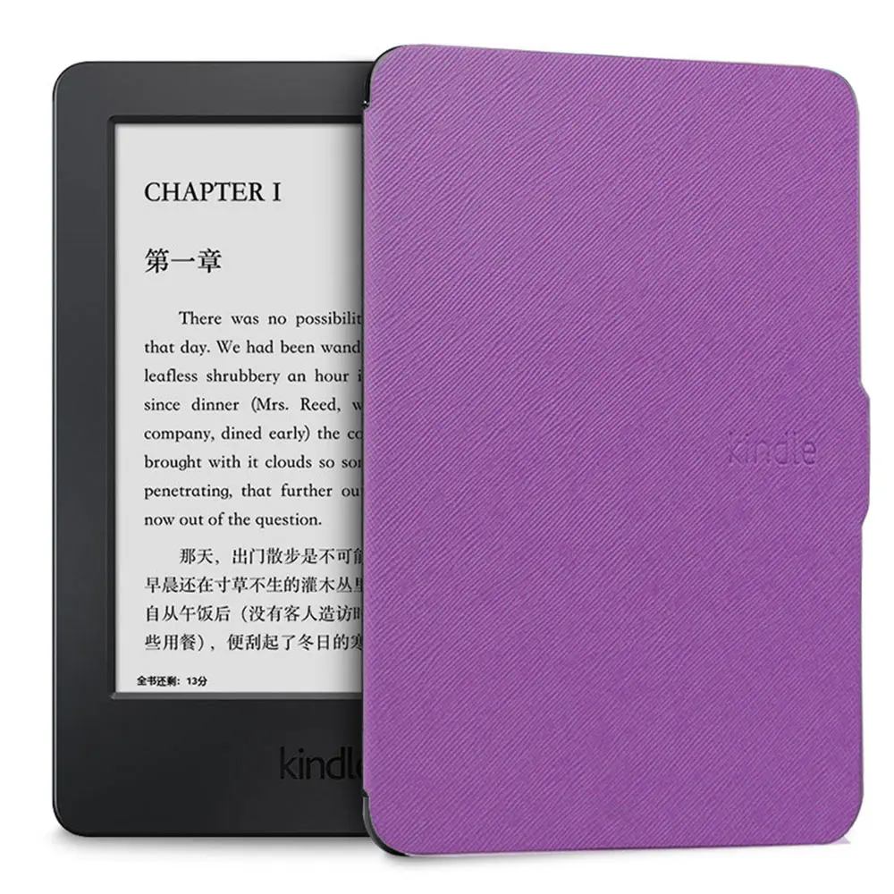Ультратонкий умный чехол, магнитный чехол из искусственной кожи, защитный чехол для Amazon Kindle Paperwhite 1/2/3 - Цвет: Purple