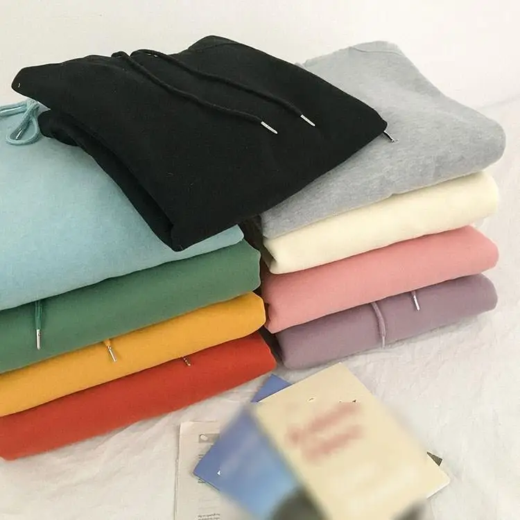 2019 9 цветов зима осень карман Твердые свободные толстовки с капюшоном Harajuku Корея женские с длинным рукавом толстые пуловеры кофты