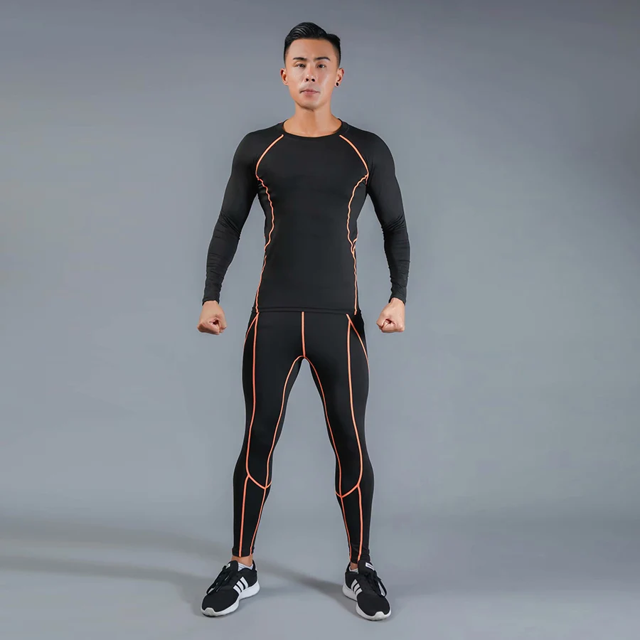 Новая компрессионная спортивная мужская быстросохнущая ММА Спортивная одежда для пробежек тренировочная рубашка для спортзала фитнес-бег тренировочный костюм