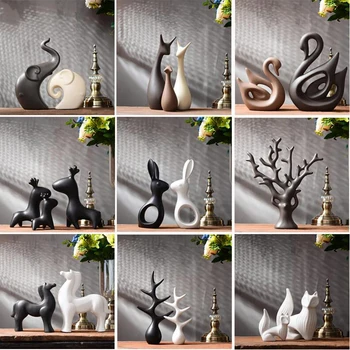

Creative Ceramic Animal Ornament Home Furnishing Decoration Crafts Office Ceramic Figurines Accessories Room Wedding Gift Statue