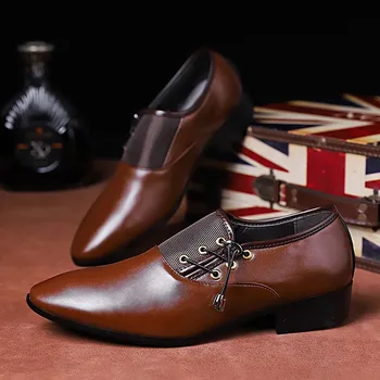 

New Fashion Men Wedding Dress Shoes Pointed Toe Flat Business British Lace-up Men's shoes Black Brown Shoes Big Size38-48