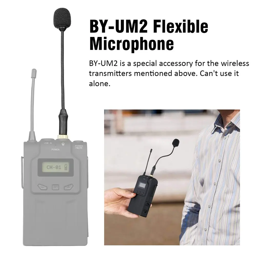 BY-UM2 Mini Omin-directional Flexible Audio Microphone 3.5mm Locking-type for BOYA BY-WM4/5/6 BY-WM8 Wireless Transmitter