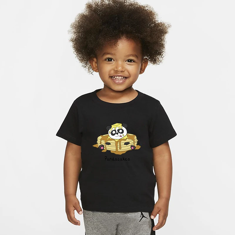 Camiseta/Милая Детская футболка с принтом панды летние футболки с короткими рукавами топы, футболки, костюм Повседневная хлопковая Футболка Disfraz, размеры от 2 до 14 лет