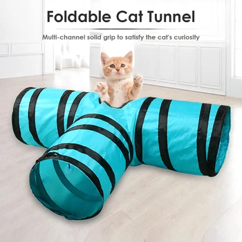 

Indoor Outdoor Pet Interactive Training Playing Tube Toy 3 Holes Cat Tunnel Toys for Cats Interactive Stick Cat Suppliess