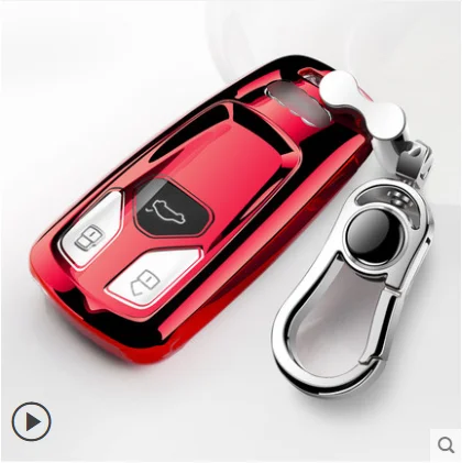 Чехол для ключа автомобиля, чехол для ключей из ТПУ для AUDI A4 B9 Q5 Q7 TT TTS 8S, автомобильный БЕСКЛЮЧЕВОЙ пульт дистанционного управления - Название цвета: red