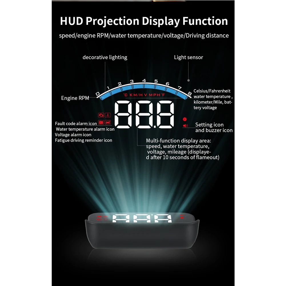 M6S HUD 3,5 дюймов ветровой экран аксессуары автомобильный скоростной проектор OBD2 данные о температуре воды красочный экран Авто дисплей