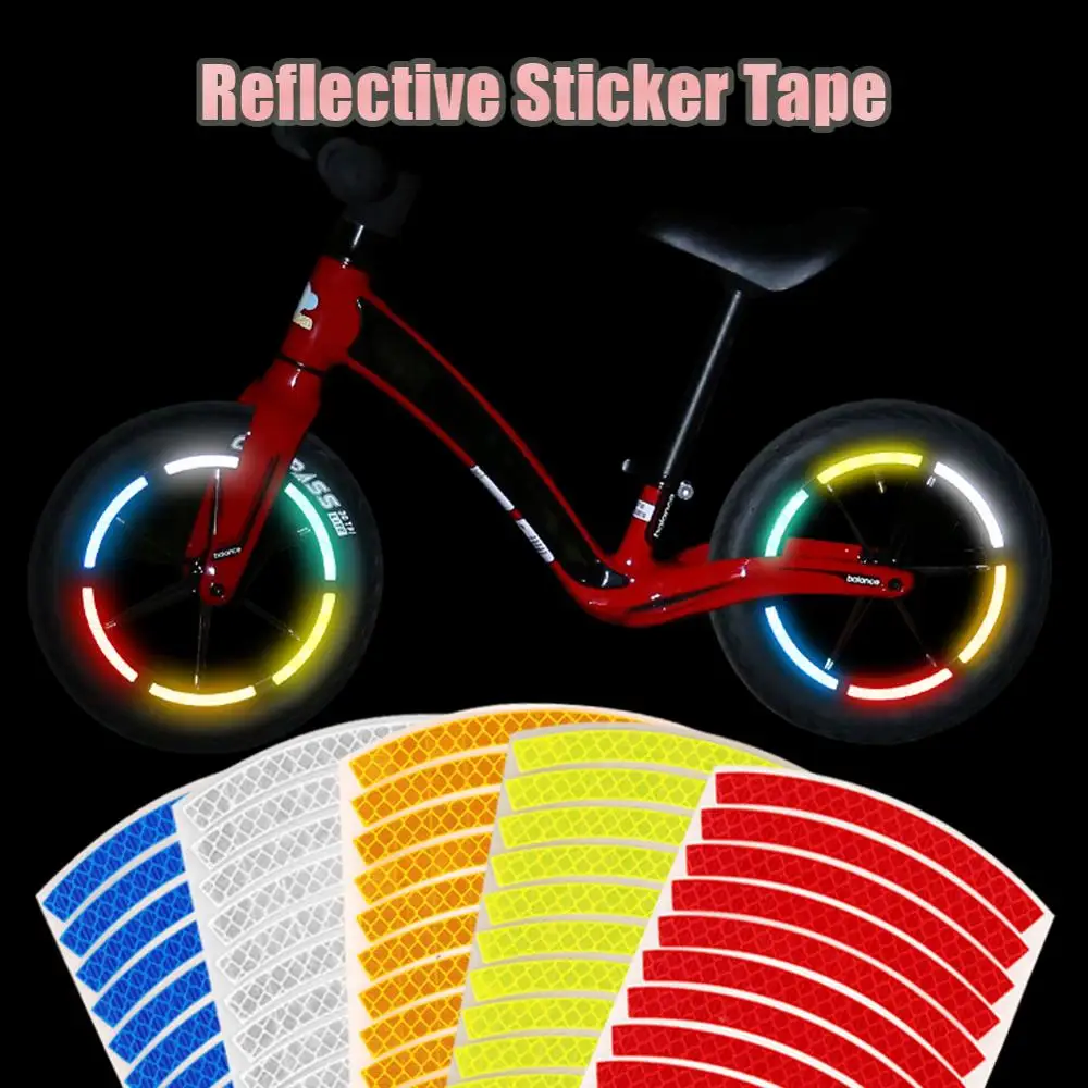 Cinta adhesiva reflectante para bicicleta de equilibrio de niños, pegatinas de rueda de llanta de bicicleta impermeables de seguridad, cinta de advertencia nocturna de visibilidad, 10 uds.