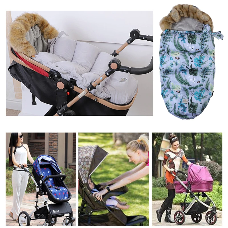 

Winter Baby Stroller Sleeping Bag Warm Windproof Thicker Sleep Sacks Infant Kids Footmuff Fur Collar Newborn Wrap Sleeping-bag