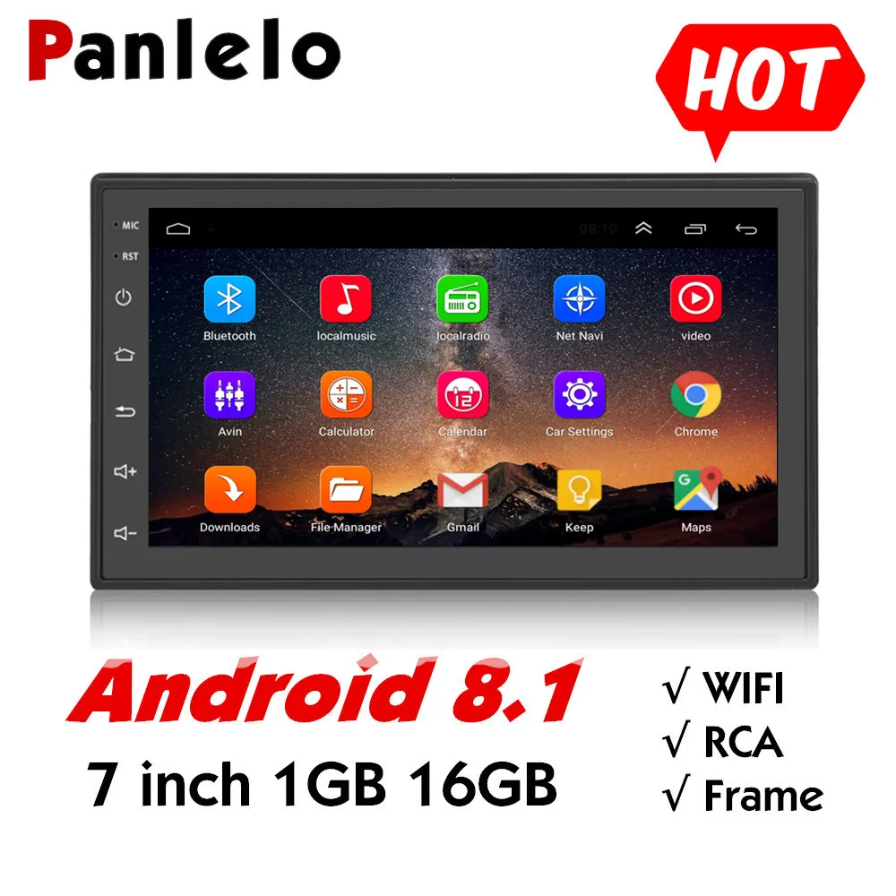 Baratos Android 8,1 Quad Core 2 Din Multimedia 7 pulgadas 2 din unidad principal coche navegación GPS Audio Radio pantalla táctil Universal coche ESTÉREO