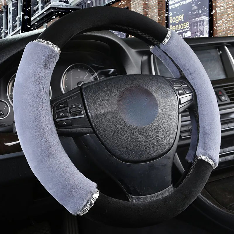 DUKEAUTO шерсть плюшевая оплетка посуда тепло милый чехол рулевого колеса автомобиля 38*8,2 см для lada kia hyundai golf