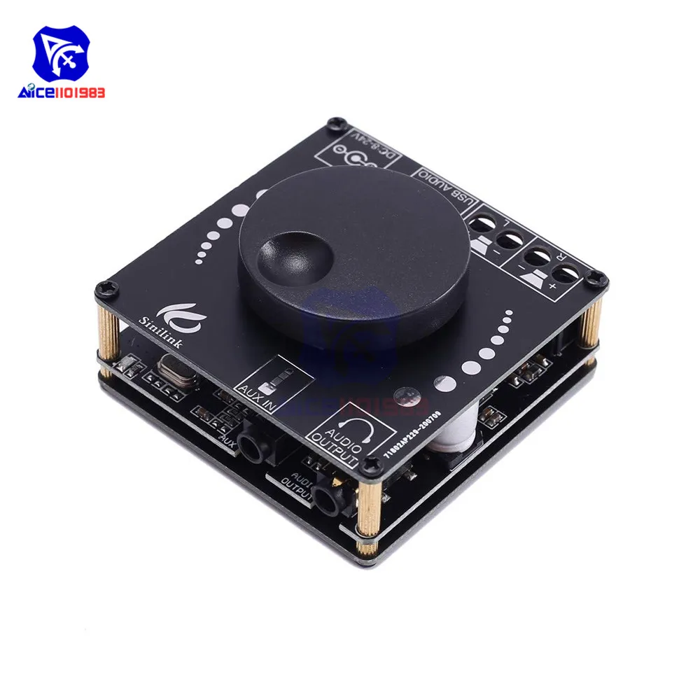 Аудиомодуль diymore Bluetooth BLE5.0 USB Type-C/AUX 50 Вт x 2 плата цифрового усилителя мощности с