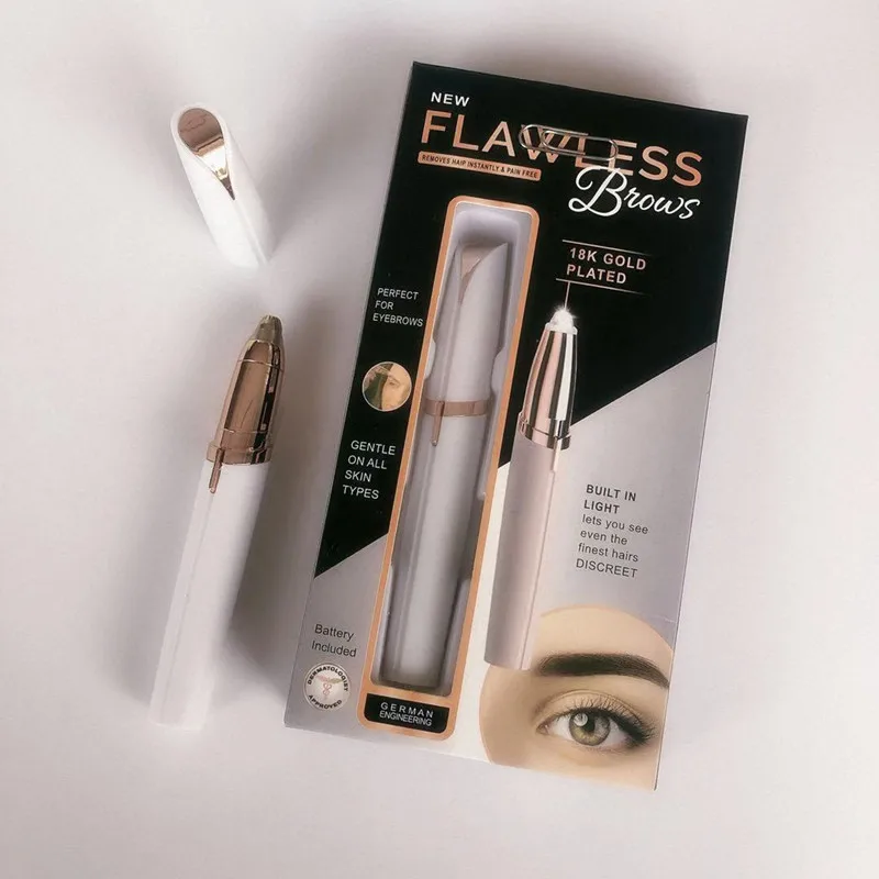 

New Style Shave Eyebrow Trimmer flawlbss Brows Lipstick Eye-brow Shaper LED Eyebrow Fixing Pen TV Electric Eyebrow Instrument