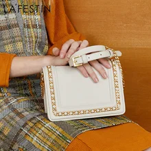 Маленькая квадратная сумка на цепочке из воловьей кожи на одно плечо, Маленькая женская сумка