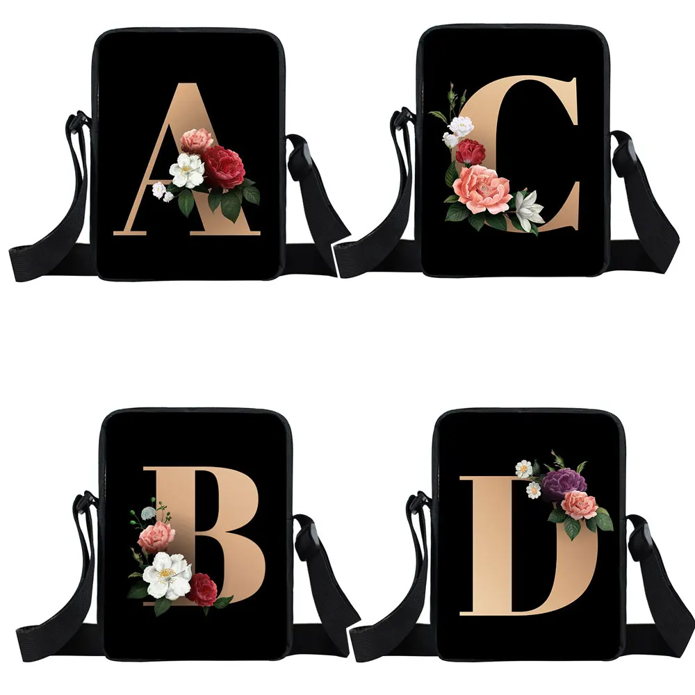 

26 Initial Letter Flower Shoulder Bags A-Z Alphabet Women Handbags Bridesmaid Crossbody Bags Bridal Party Messenger Bag