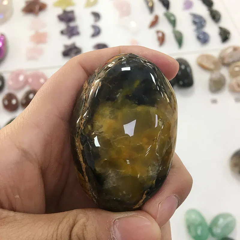 

High Quality Natural Pietersite Hand Carved Crystal Palm Stones For Present Or Collection LP