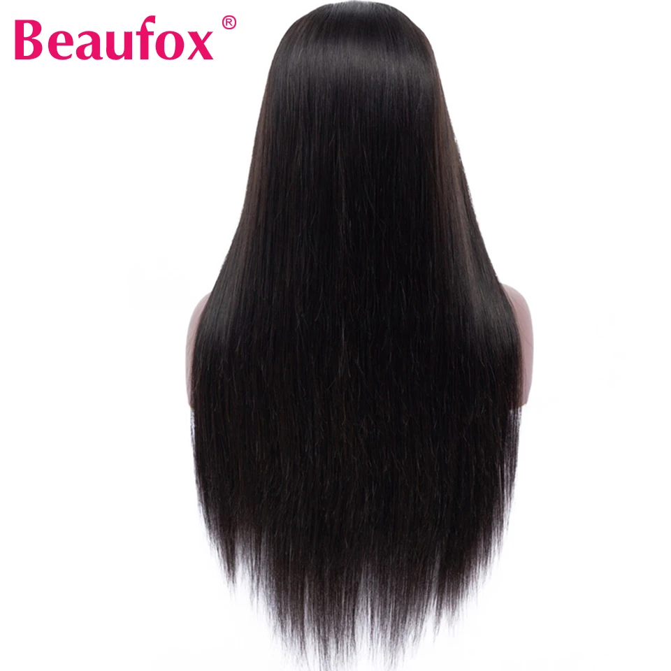 Beaufox 13x4 перуанские прямые волосы на кружеве человеческие волосы парики с детскими волосами предварительно выщипанные передние кружевные парики 150% плотность волосы remy