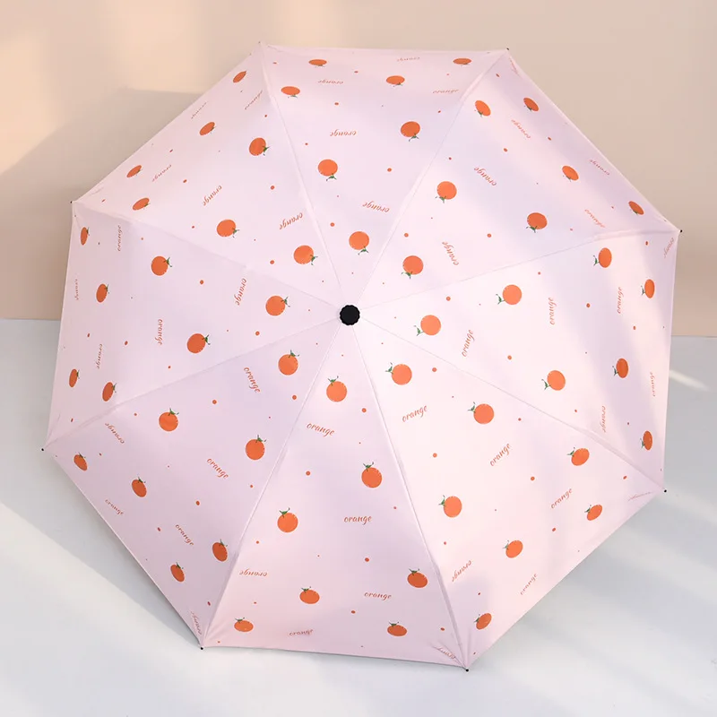 YADA INS Design Rainy Orange Umbrella Folding Creative Anti-UV Rainproof Umbrella Parasol Sun Protection Fruit Umbrella YD200041
