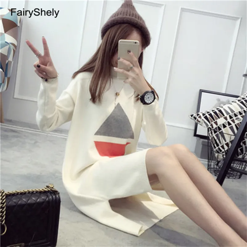 FairyShely, повседневный кашемировый свитер для женщин, зима, теплый джемпер для девочек, Свободный Длинный свитер, вязаный пуловер, Топ для женщин