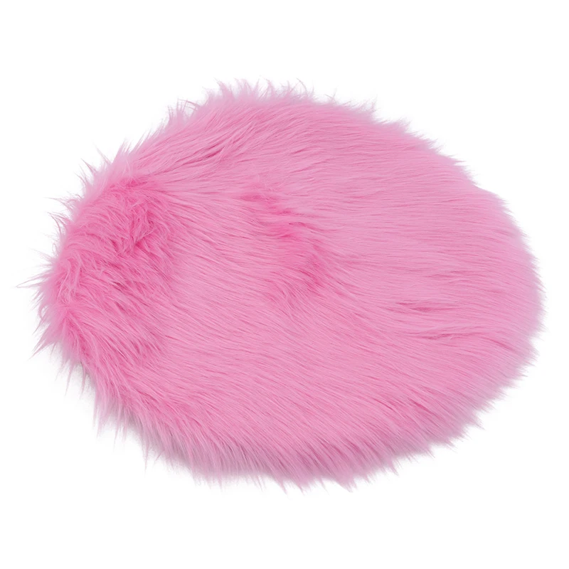 pink Мягкий коврик из искусственного меха, чехлы для стульев, домашний коврик для спальни, теплый коврик для дивана и стула, экологически чистый круглый ковер для украшения дома - Цвет: pink