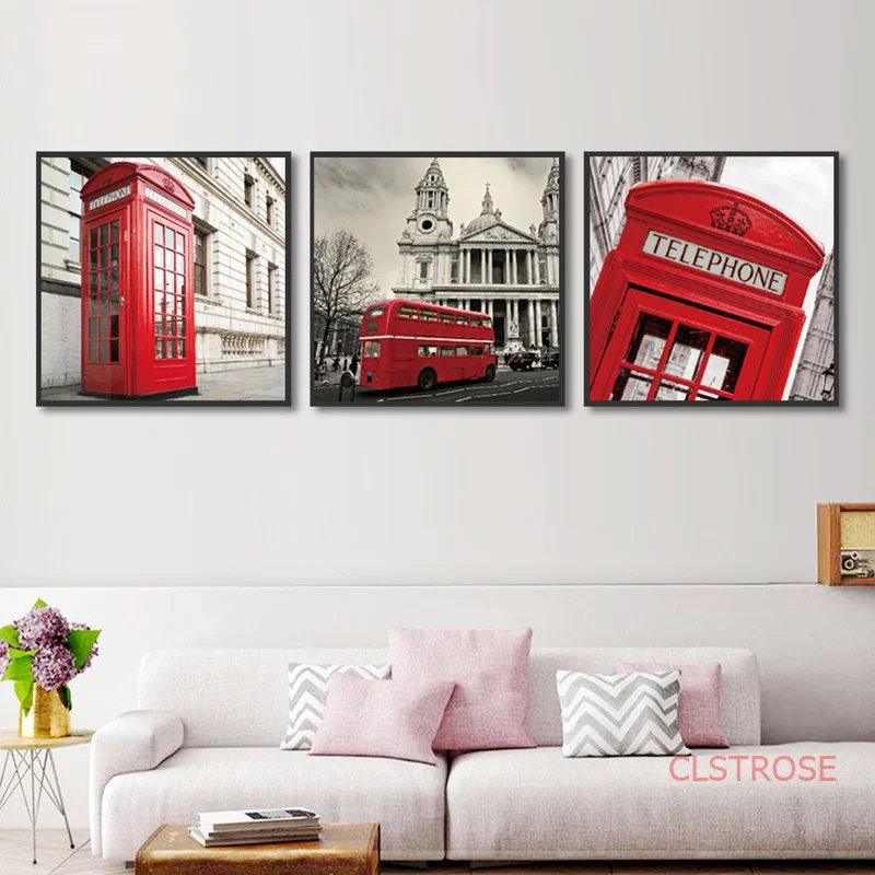 Modern Nordic Poster Black And White Red World Architectural Landscape Canvas Painting Home Decoration Art Wall Picture | Дом и сад