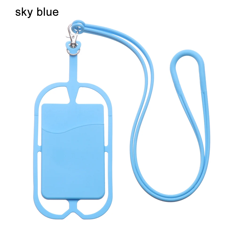sky blue Универсальный силиконовый ремешок для мобильных ключей, шейный ремешок для ключей, ремешок для ключей, брелок, шейный ремешок, держатель для карт - Цвет: sky blue