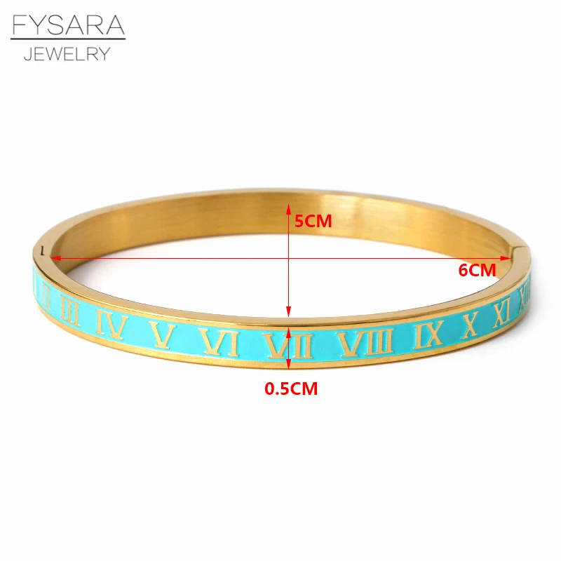 FYSARA Vintage Roman Letter Bangles & Bracelets For Women Black Gold Numeral Color Charm Cuff Bangles Stainless Steel Jewelry bangle bracelet