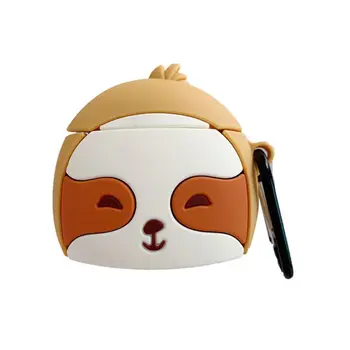 

New Cute Pet Animal Protective Cover Silicone Case with Carabiner for Airpods 1/2