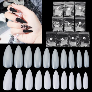 

100/500pcs Full Cover Fake Nails Art DIY Long Almond Stiletto Pointy UV Gel Professional Manicure Beauty Tools 2020 Hot Fashion
