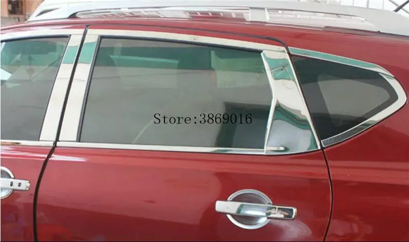 

High Quality Stainless Steel Center Window Trim B+C Pillar Car Decoration Accessories Fit For Nissan Qashqai J10 2007-2013 6Pcs