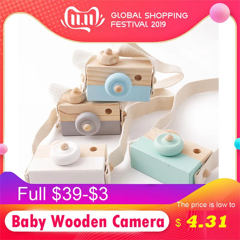 Faisons 1PC bébé en bois jouet caméra mode pendentif bébé enfants suspendus Camer accessoire décoration nordique suspendus en bois caméra jouet