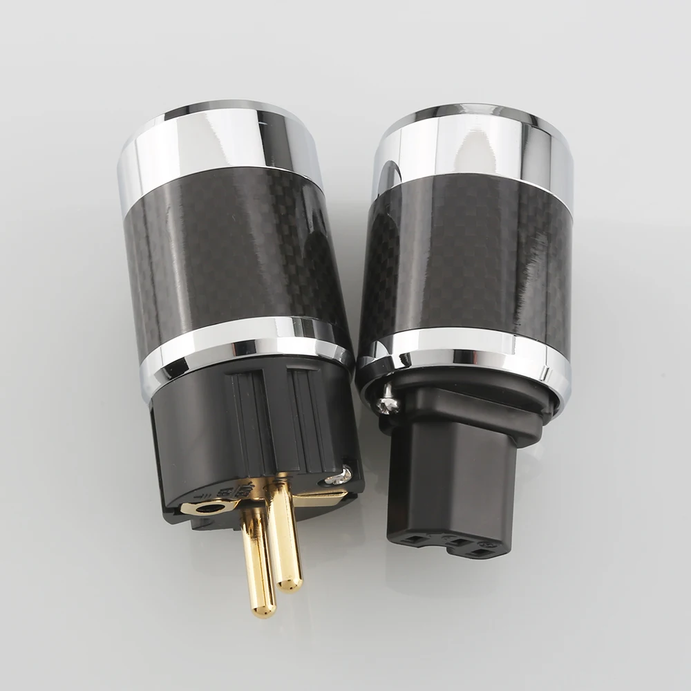 Plug de Alimentação Schuko com Cabo de Fibra de Carbono Iec de Graduação de Áudio Conector Fêmea Diy - Image 5