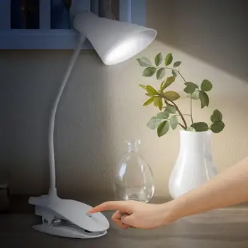

USB Rechargeable LED with Clamp Night Reading Lamp 3 Brightness Mode Table Light