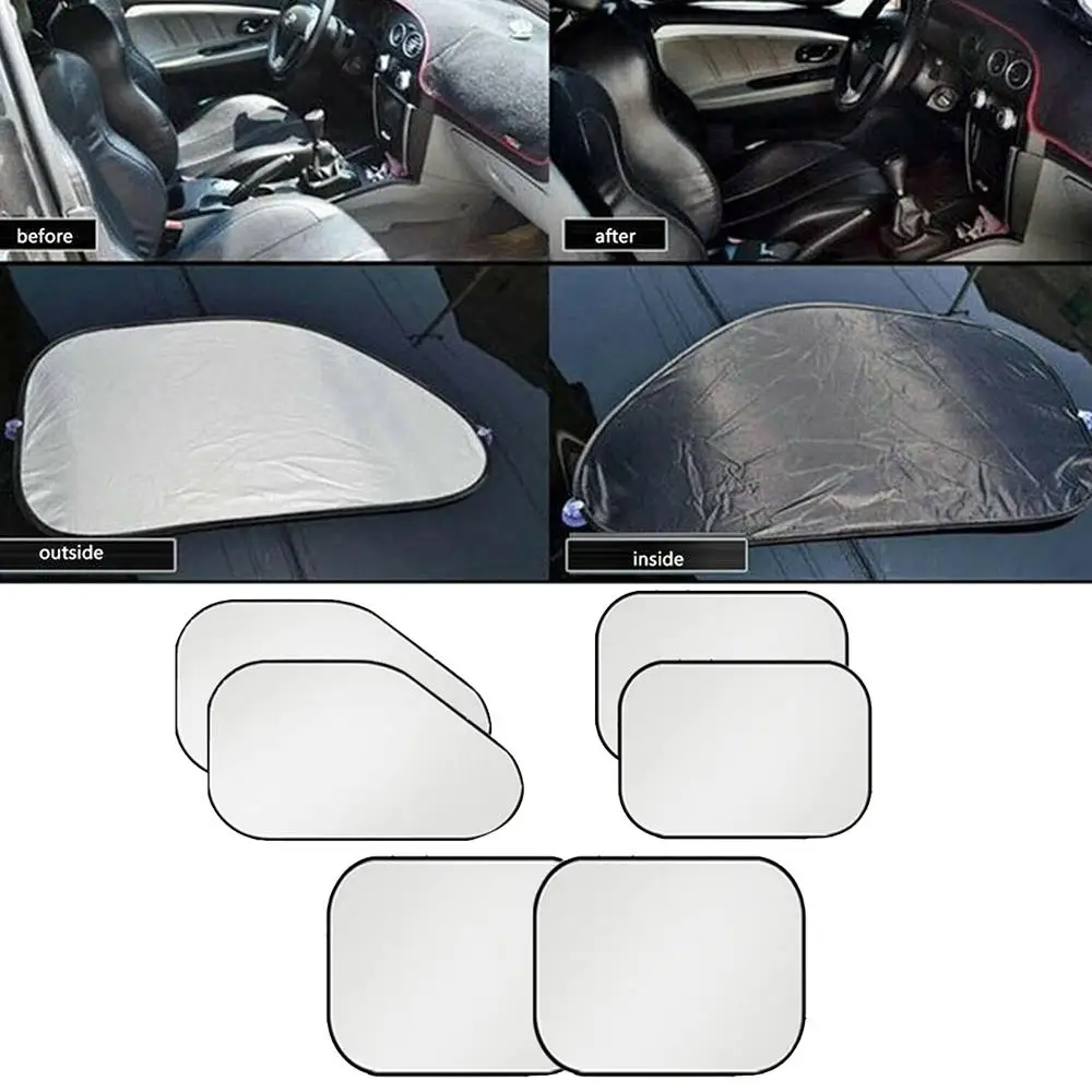 6pcs Car Windshield Visor Cover Sun Block Sunshade Auto Summer Decal