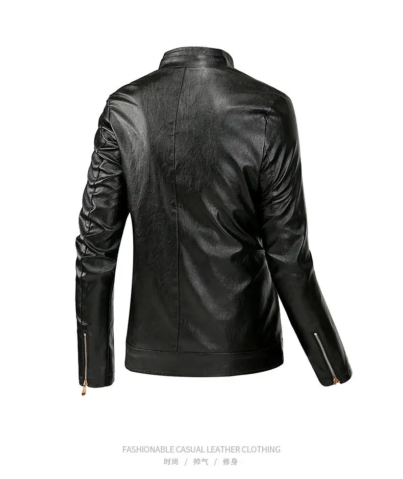New Style Autumn And Winter MEN'S Leather Clothing Stand Collar Pu Locomotive Leather Coat Jacket
