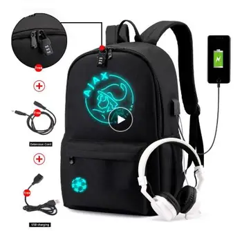 

Anti-theft Luminous Canva Waterproof Backpack for Men AJAX Student School Backpack Teenagers Girl Boy Book bag Capacity Mochilas