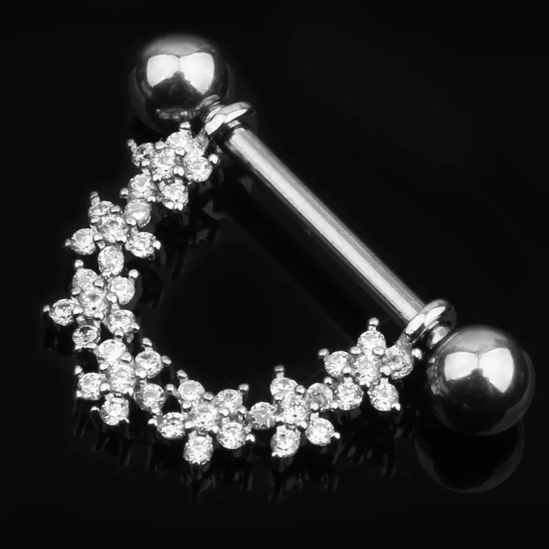 ANNEAU DE PIERCING,1707SRCLBagues Pour Tétons En Zircon, 1 Paire, Nouveau, Bijoux De Corps